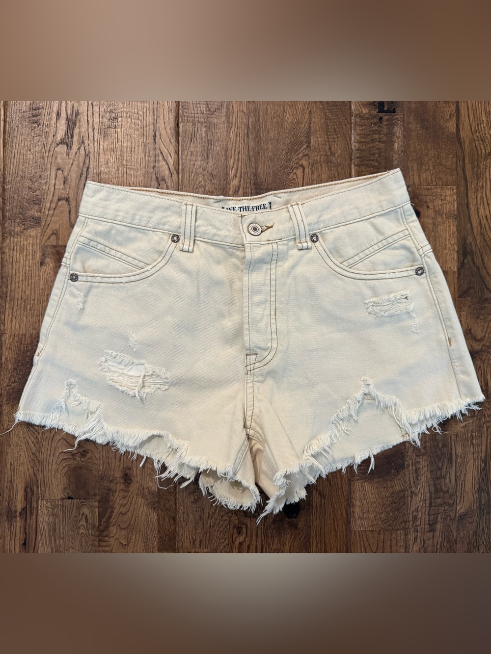 We‎ The Free Now Or Never Denim Shorts Free People Ecru Size 25 K